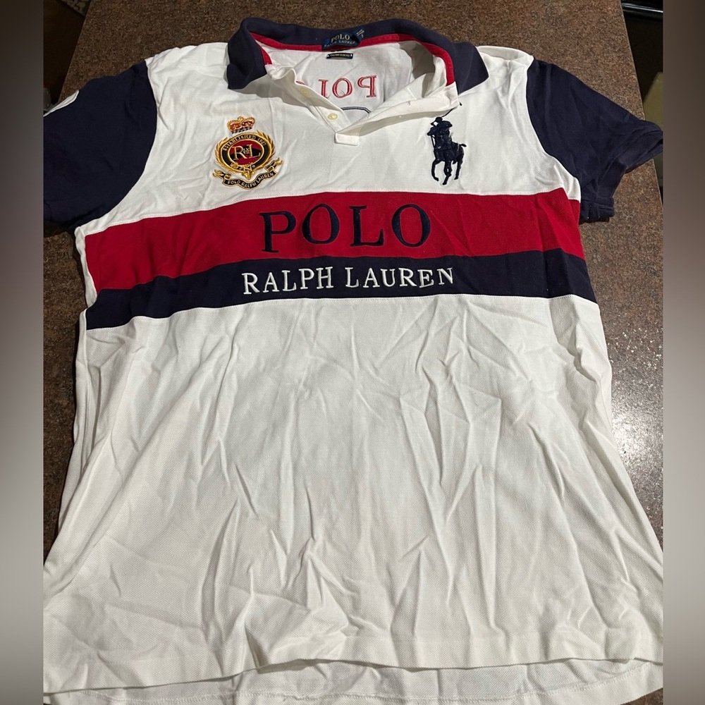 Polo Ralph Lauren Crest Custom Slim Fit Polo Red/White/Blue Size XL
